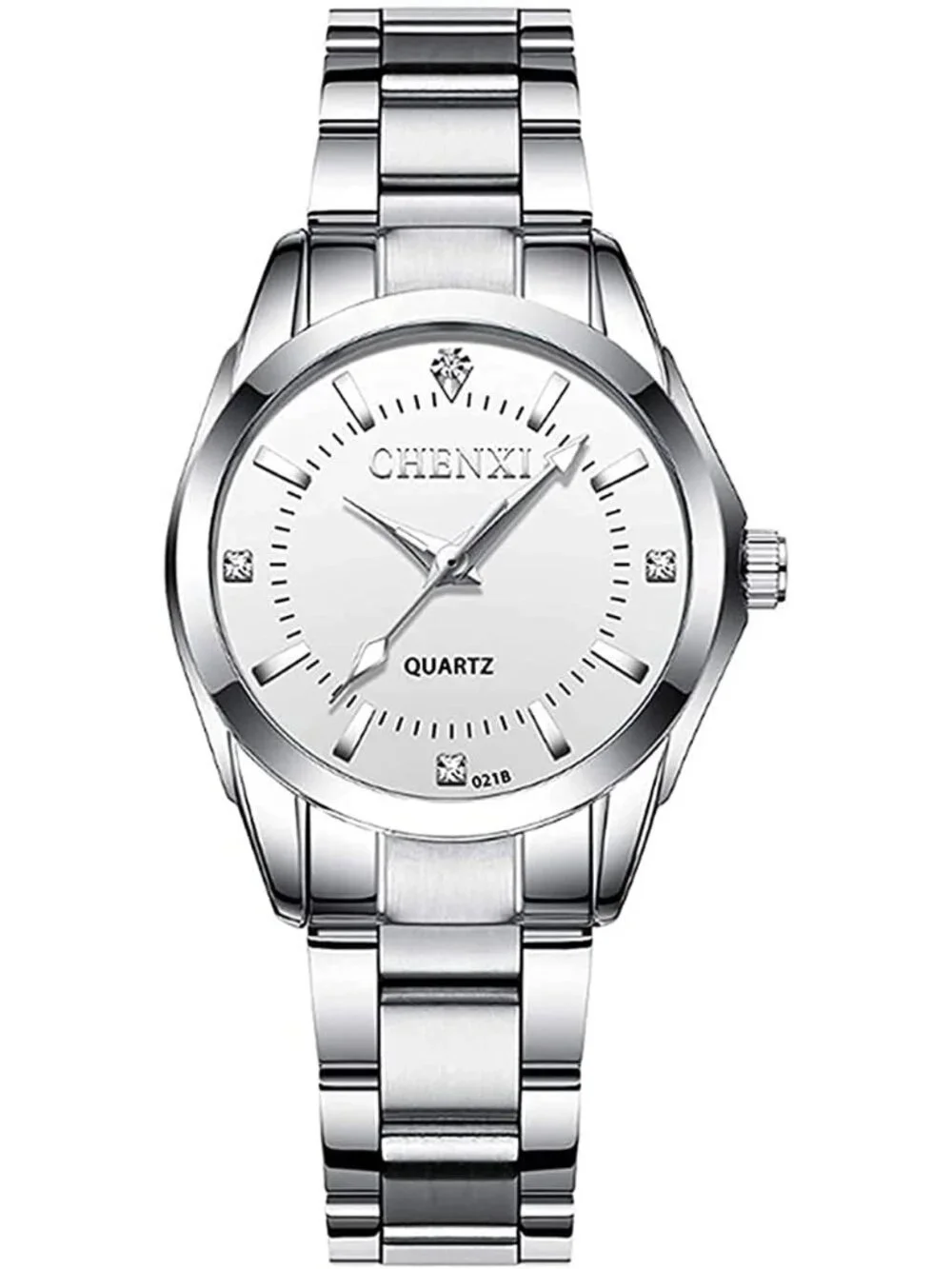 Women's White Analog Quartz Stainless Steel Luminous Waterproof Dress Watches